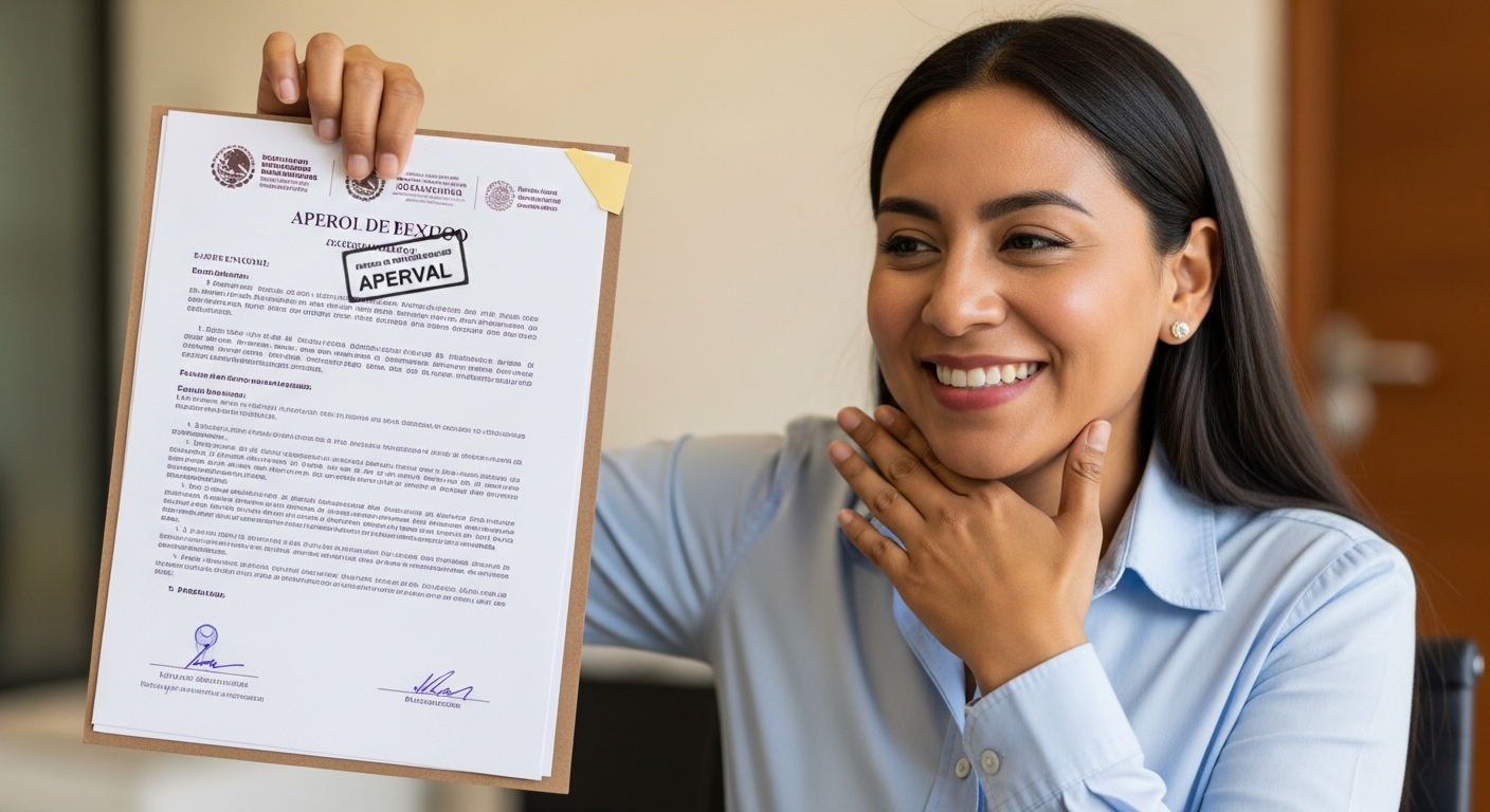 Trabajador del gobierno con documento de préstamo aprobado en mano