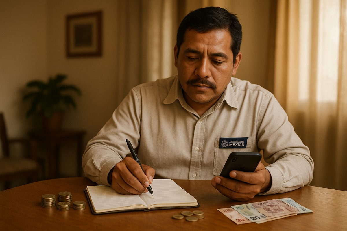 Trabajador de gobierno registrando gastos en su celular