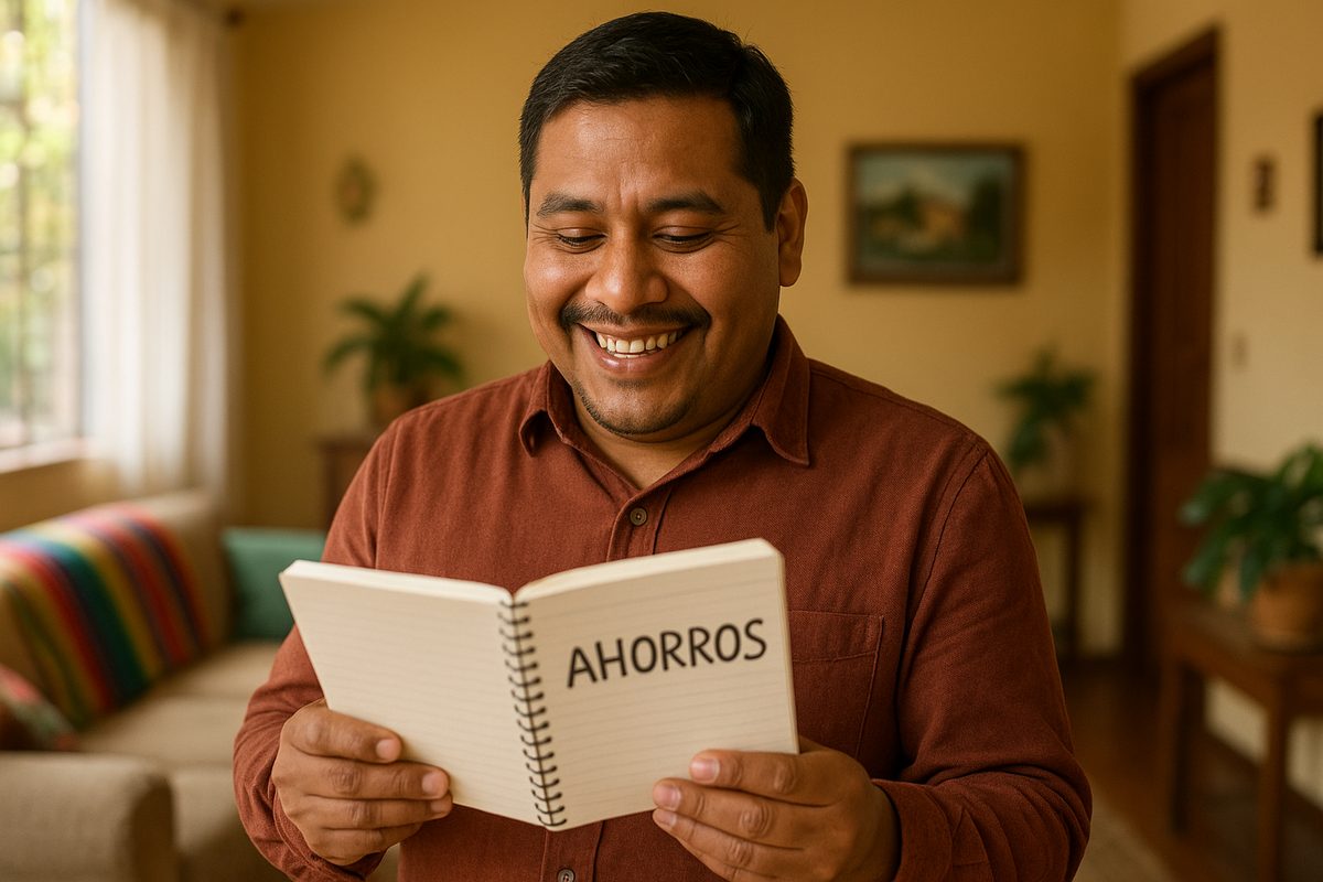 Persona satisfecha tras lograr su meta de ahorro