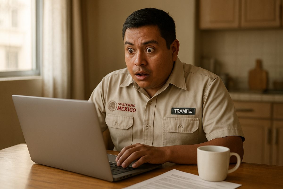 Trabajador investiga en laptop sobre refinanciar su crédito de nómina