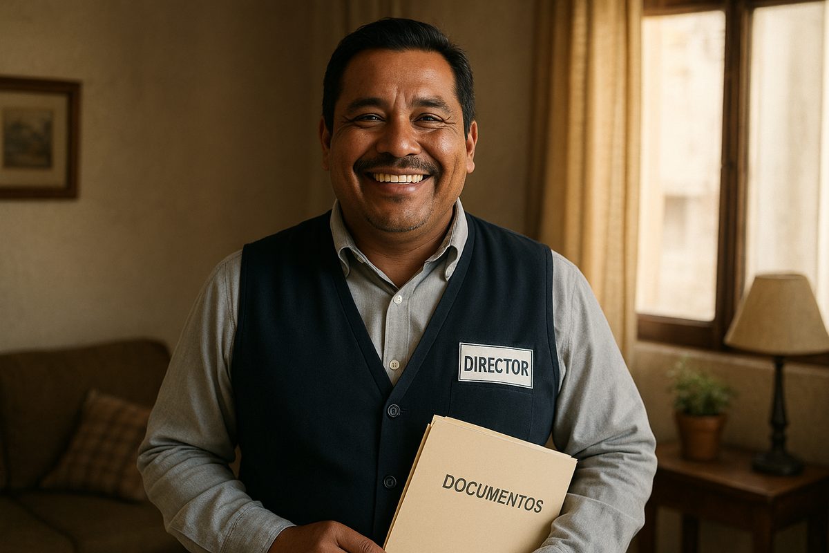 Director SEP sonriendo con tranquilidad financiera en casa