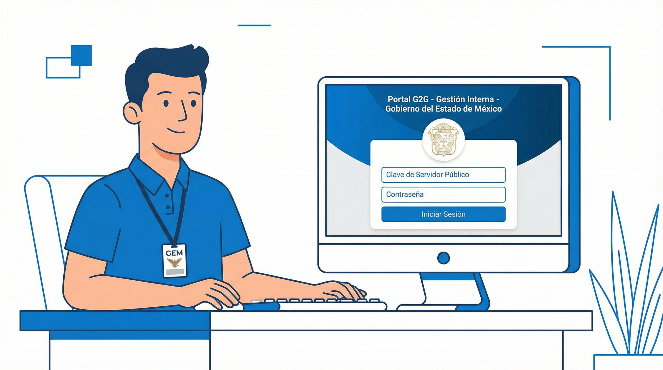 Pantalla de inicio de sesión del portal G2G para servidores públicos del Estado de México